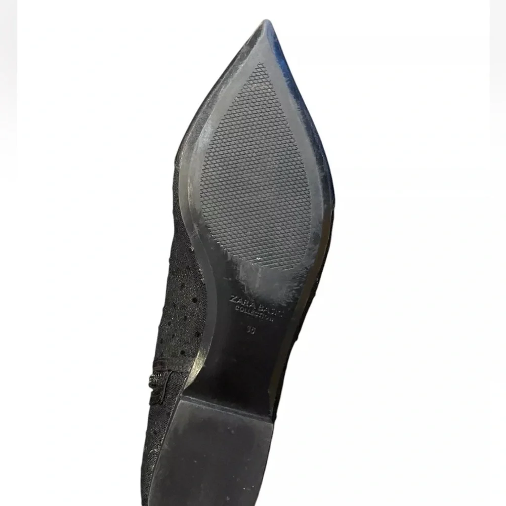 Zara Basic Black Mesh Polka Dot Pointed Toe Boots – EU 36 (Fits US 6–6.5) - Picture 9 of 10